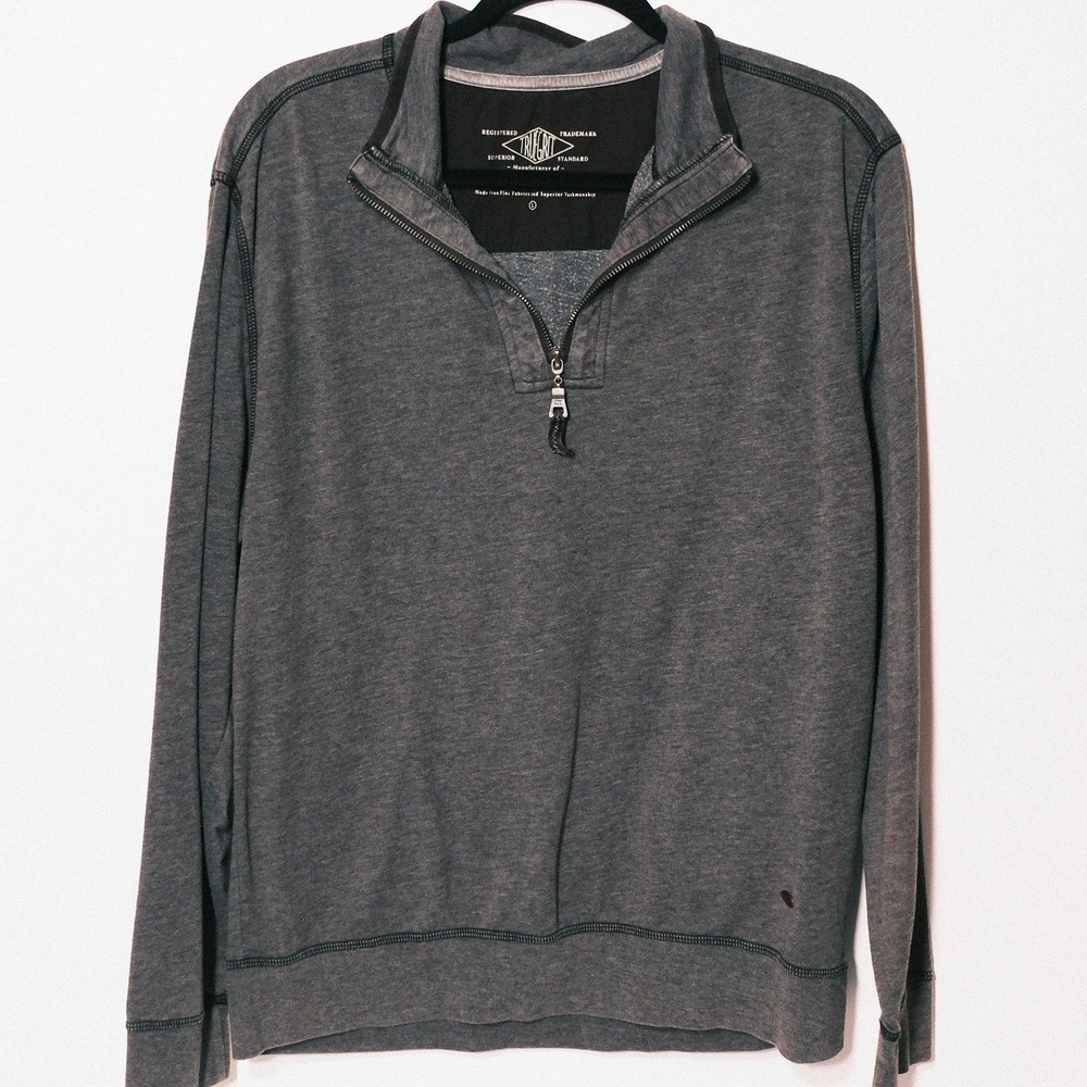 True Grit Men's Gray Fleece 1/4 Zip Pullover  Large